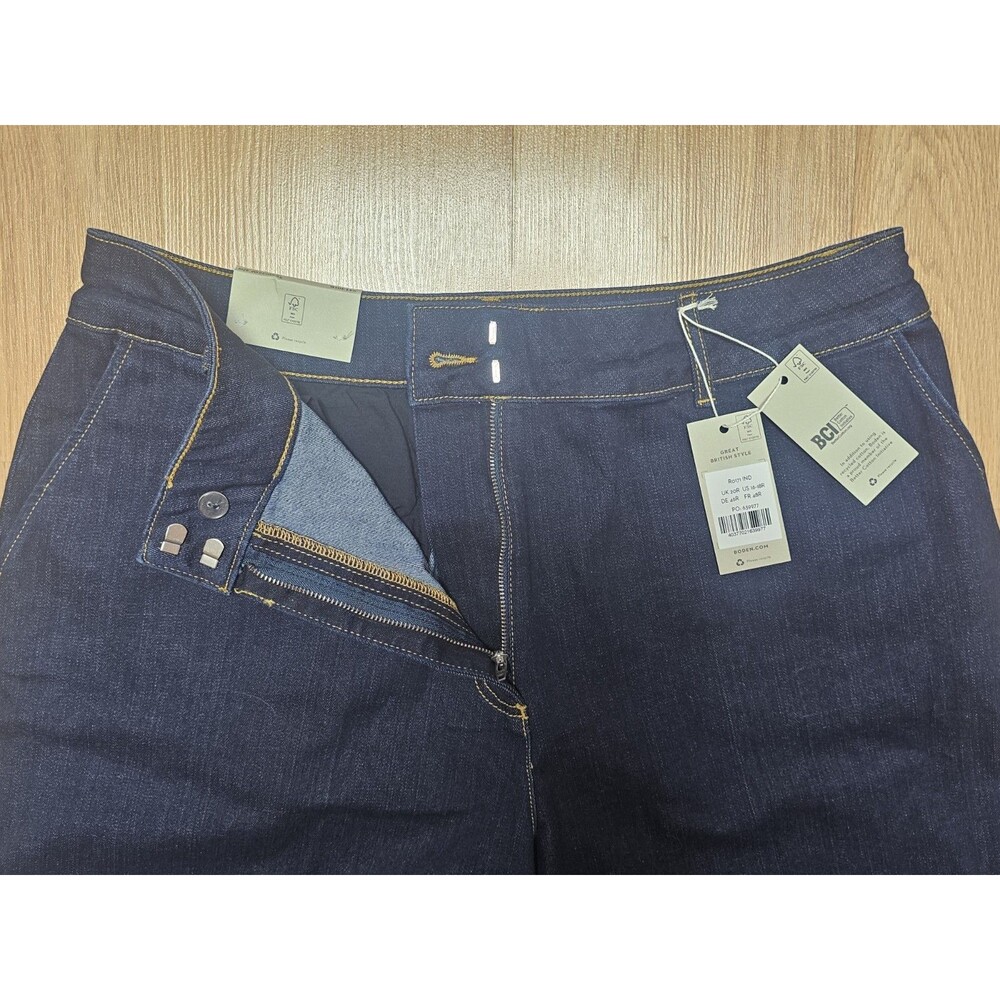 BODEN Wide Leg Cropped Jeans NWT Womens 16 Denim Culottes High Rise Indigo Blue - Picture 3 of 8